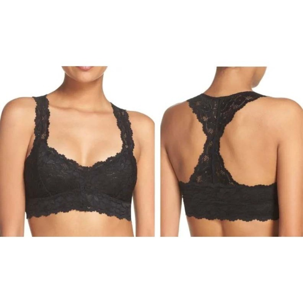 Comfort Revolution Black Lace Racerback Bralette Size M Bohemian Cottage Fairy